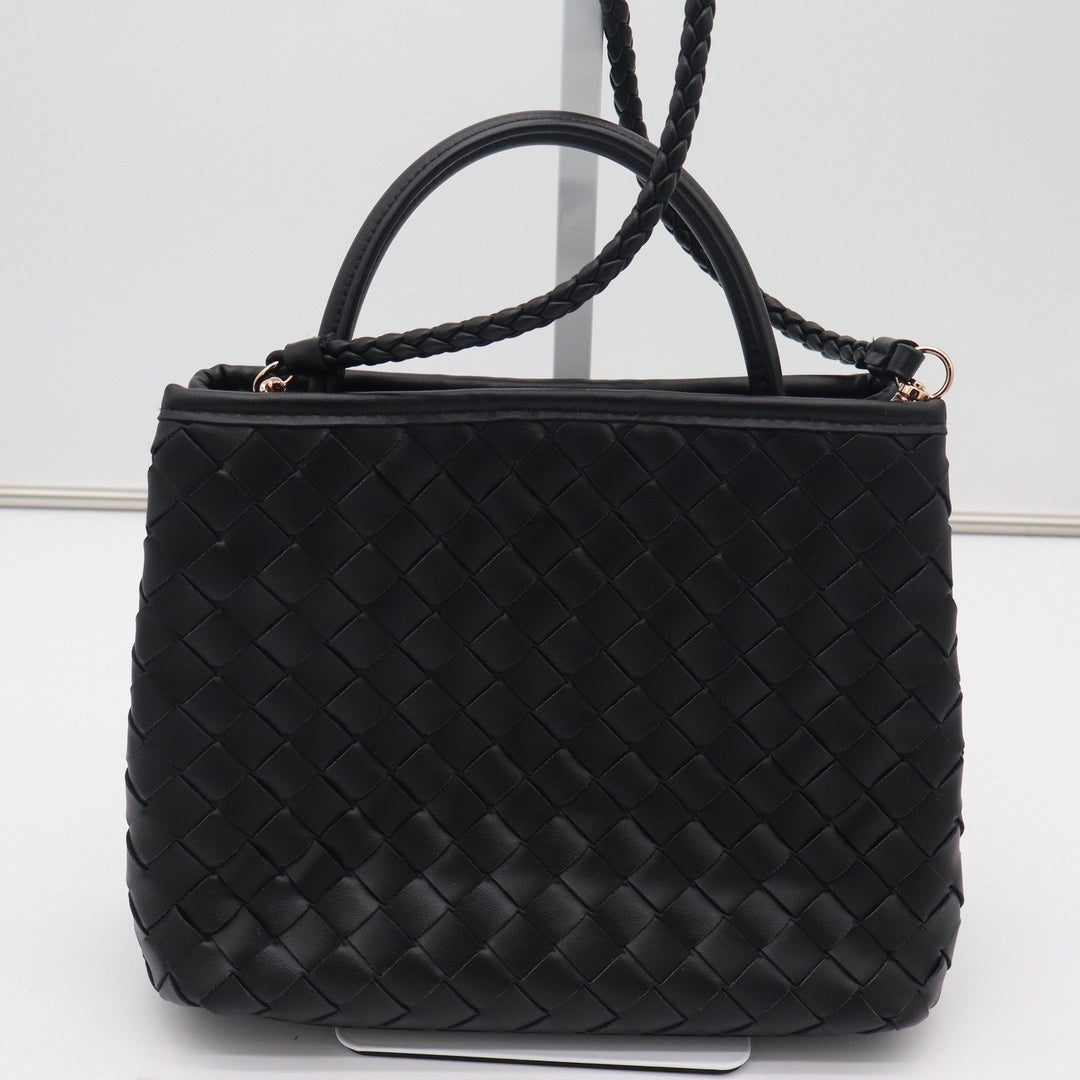 A New Day Black Woven Vegan Leather Crossbody Bag Gold Hardware Braided Strap