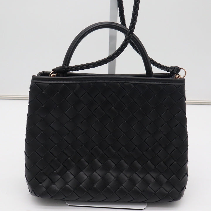 A New Day Black Woven Vegan Leather Crossbody Bag Gold Hardware Braided Strap