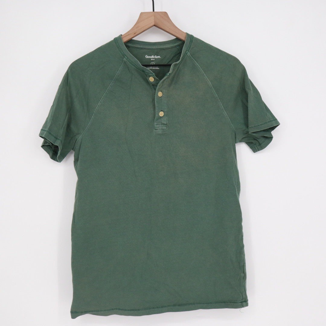 Goodfellow & Co Mens Green Short Sleeve Henley Shirt Size Small
