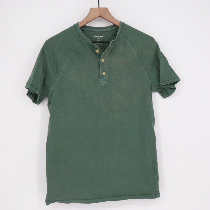 Goodfellow & Co Mens Green Short Sleeve Henley Shirt Size Small
