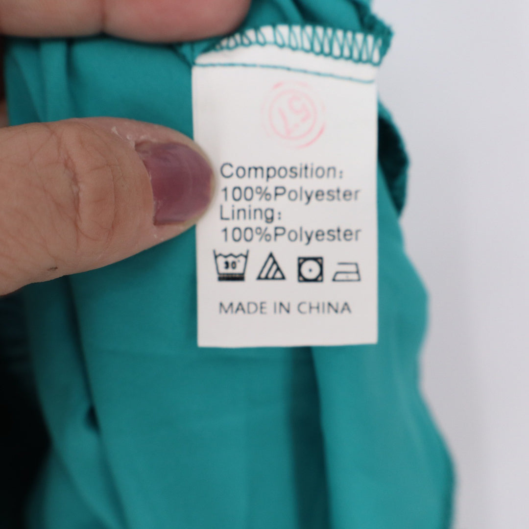 Teal Swiss Dot Sleeveless Tulip Wrap Midi Dress with Tie Waist Large
