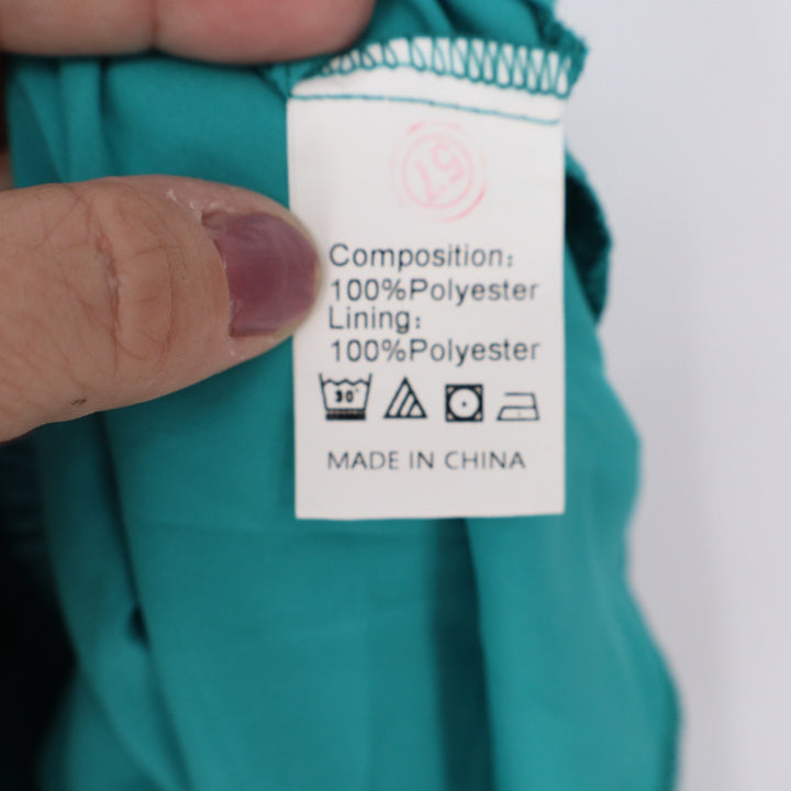 Teal Swiss Dot Sleeveless Tulip Wrap Midi Dress with Tie Waist Large