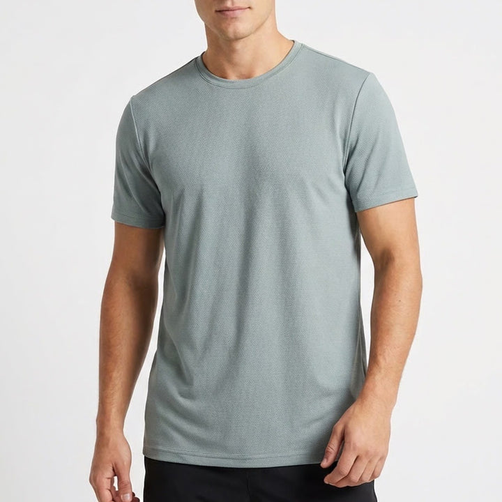 90 Degree by Reflex Mens Pique Track Tee Lead Gray Blue Short Sleeve Shirt S New