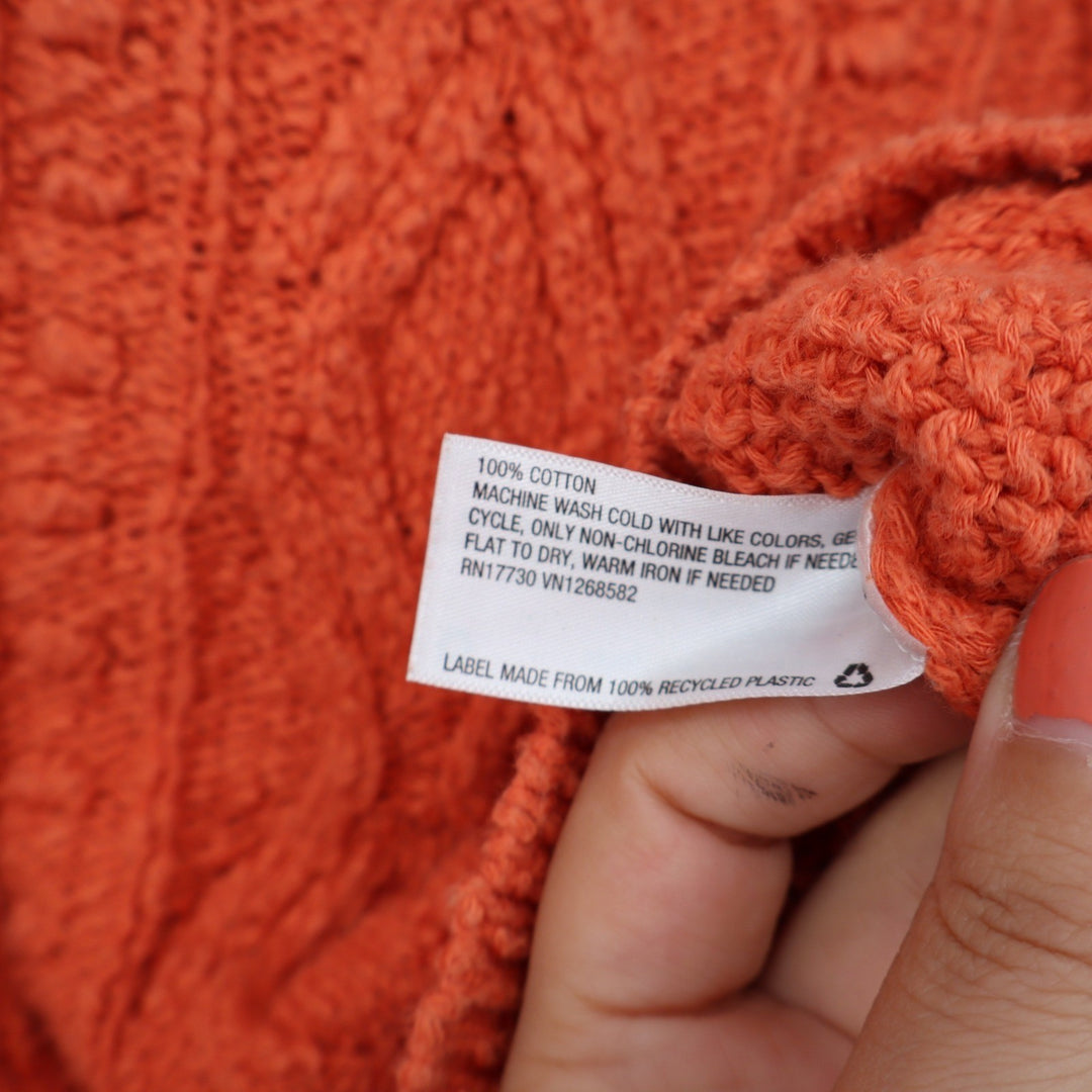 Universal Thread Orange Cable Knit Cotton Sweater Vest Womens Large KLQ 023