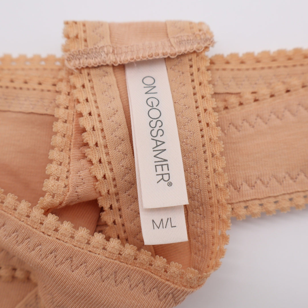 On Gossamer Cabana Cotton Thong Champagne Nude Picot Trim Low Rise M/L