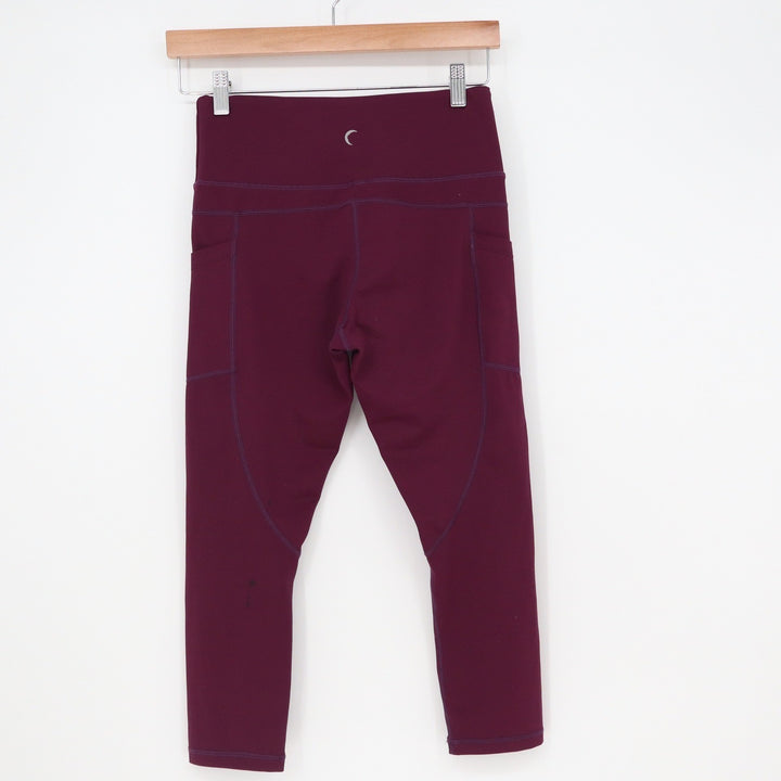 Zyia Active Leggings Womens 6-8 High-Rise Pocket Capri Burgundy Athletic