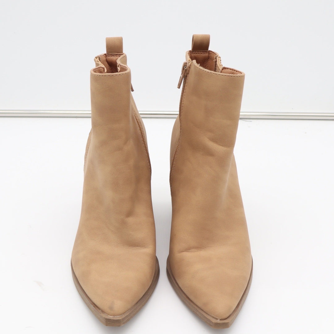 Universal Thread Tan Pointed Toe Block Heel Ankle Boots Size 8.5