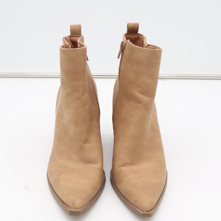 Universal Thread Tan Pointed Toe Block Heel Ankle Boots Size 8.5