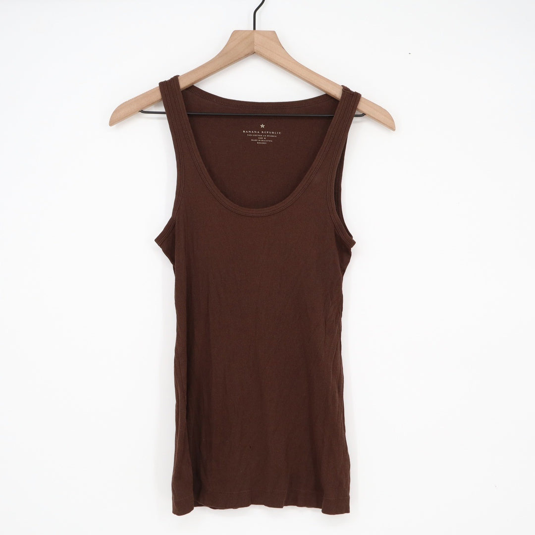 Banana Republic Womens Ribbed Scoop Neck Tank Top Brown Size M Cotton Blend