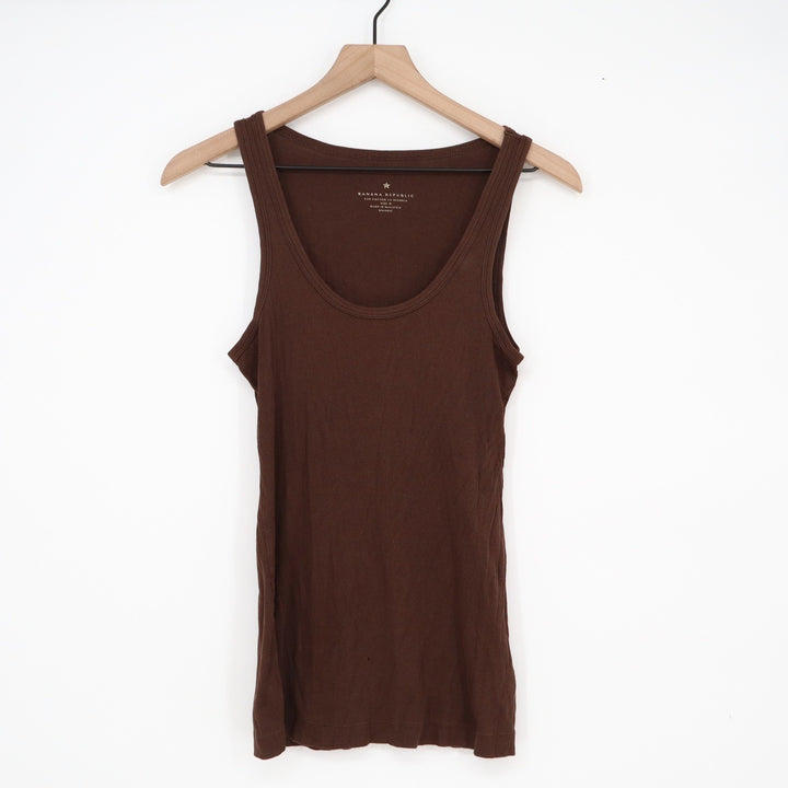 Banana Republic Womens Ribbed Scoop Neck Tank Top Brown Size M Cotton Blend