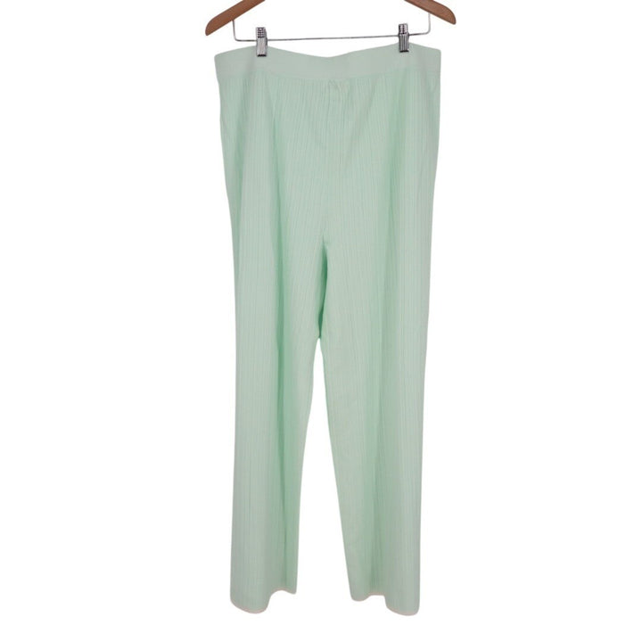 State of Day Intimates Pajama Pants Womens Large Butter Mint Green Ribbed Knit