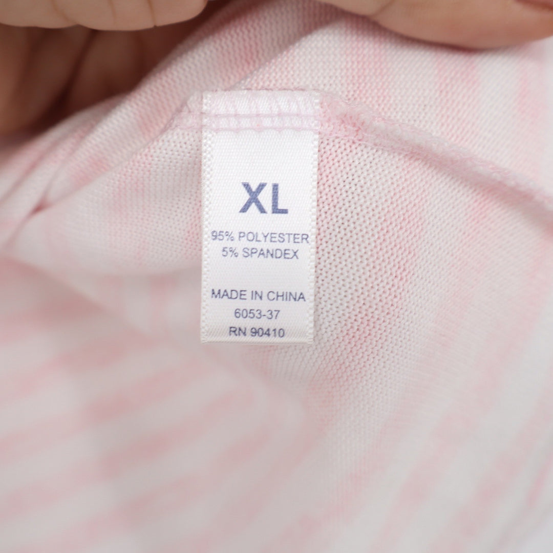 Dearfoams Womens XL Pajama Set Pink White Striped Smile Graphic Tee and Shorts