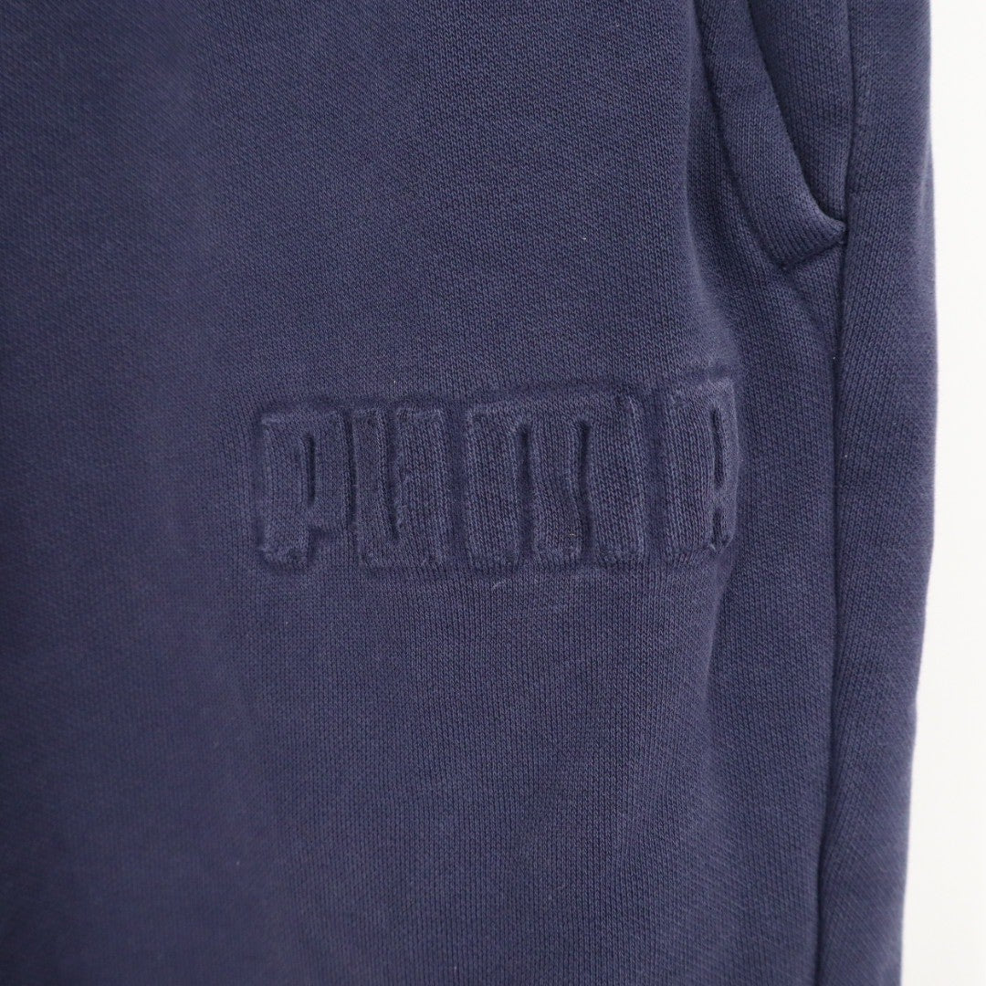 Puma Navy Blue Jogger Sweatpants Embossed Logo Athletic Casual Size L