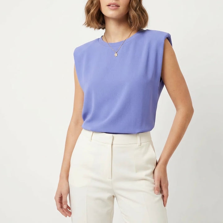 French Connection Periwinkle Blue Padded Shoulder Muscle Tee Top Large
