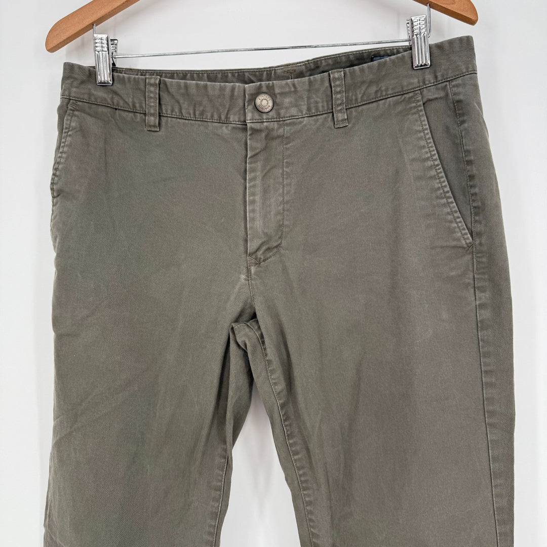 Bonobos Chino Pants Mens 32/32 Olive Green Canvas Stretch Straight Leg Cotton