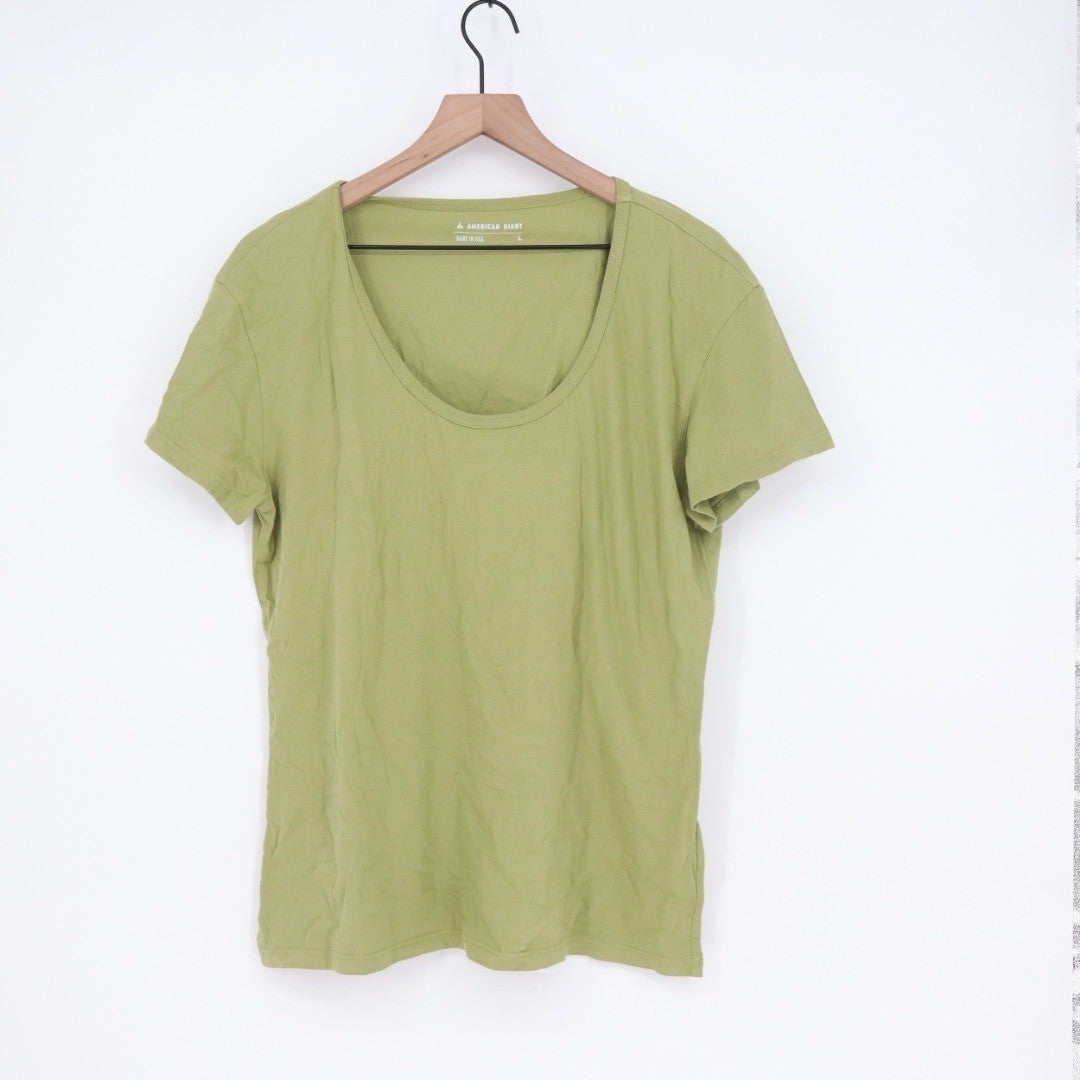 American Giant Classic Crew Neck T Shirt Green Size L Made in USA Cotton