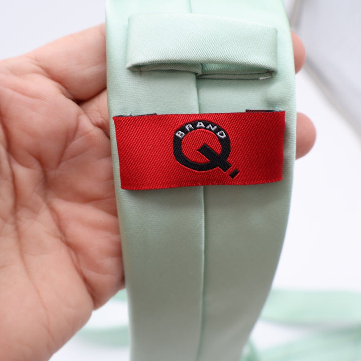 Brand Q Necktie Mens OS Classic Mint Green Solid Satin Excellent