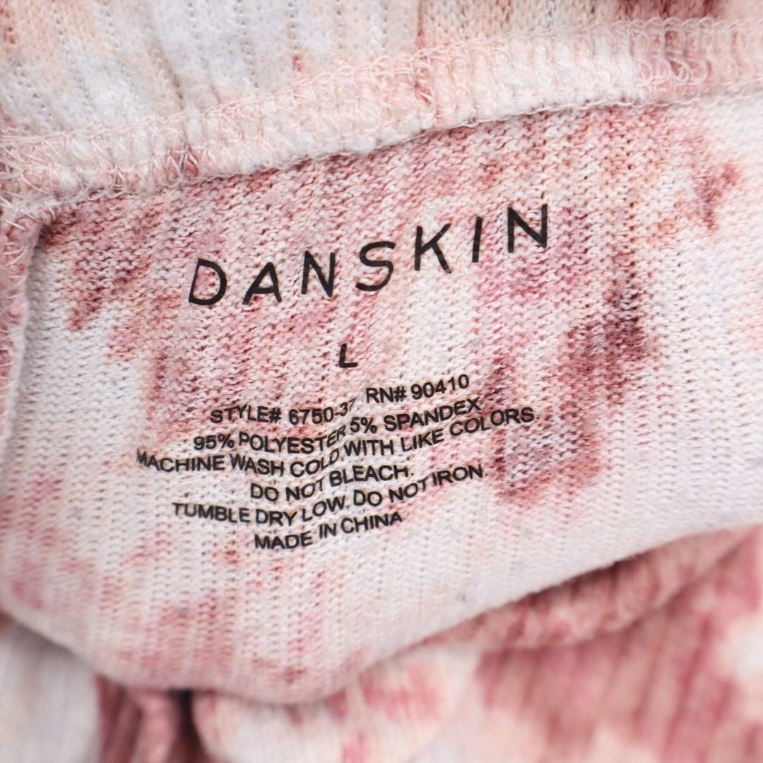 Danskin Womens Mauve Pink Tie Dye Ribbed Lounge Pajama Shorts Large
