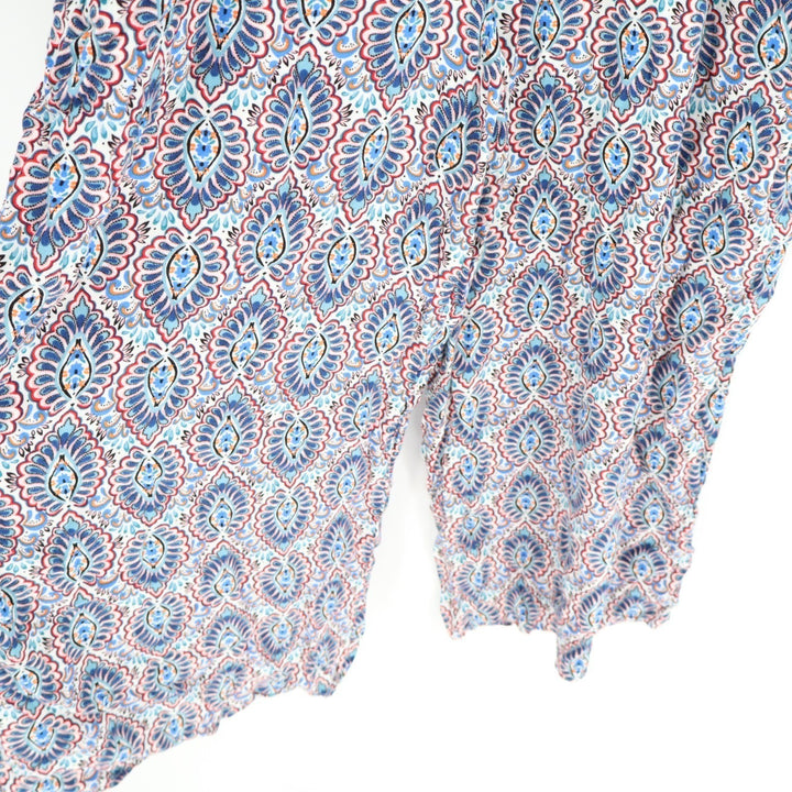 Scoop Jumpsuit Womens XL (16-18) Multi Fan Mosaic Smock Strap Side Pockets