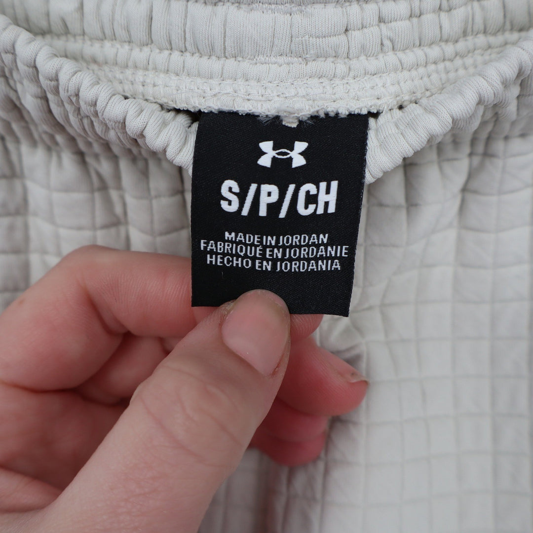 Under Armour Mens Quilted Grid Jogger Pants Cream Beige Small