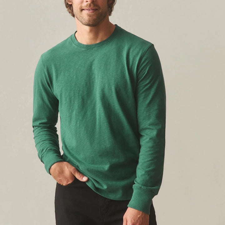 American Giant Premium Slub T-Shirt Mens XL Green Cotton Crew Neck Long Sleeve