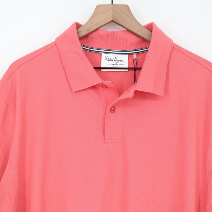 Walter Hagen Mens XXL Pink Rouge Clubhouse Solid Pique Polo Shirt Short Sleeve