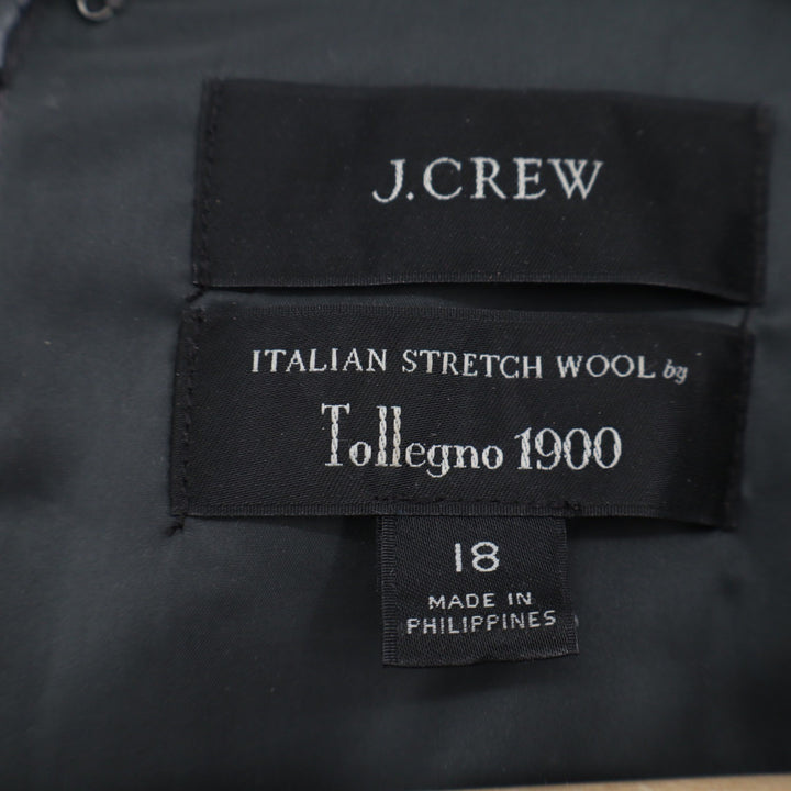 J.Crew Italian Stretch Wool Tollegno 1900 Gray Sheath Dress Size 18 SSA 106