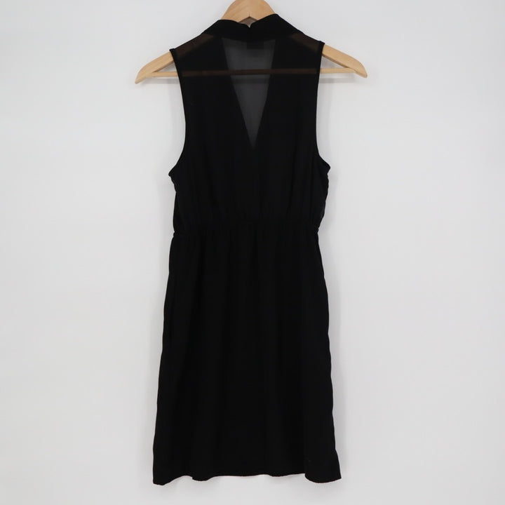 Sparkle & Fade Surplice Dress Womens S Black Pleated V-Neck Sleeveless Outdoor