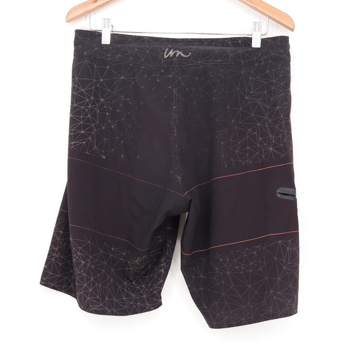 Imperial Motion Mens Geometric Board Shorts Black Neon Orange Size 32