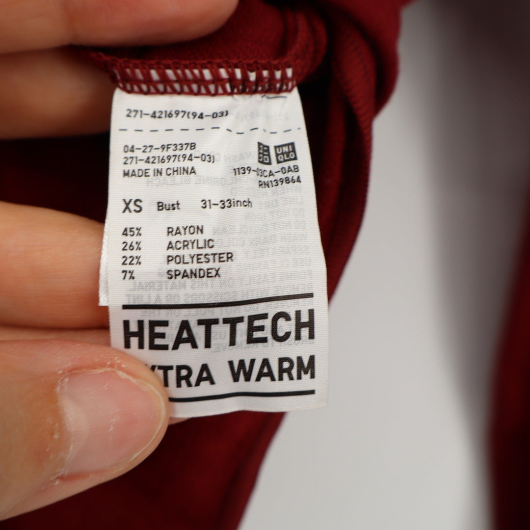 Uniqlo Heattech Extra Warm Ribbed Turtleneck Bodysuit Burgundy Red XS