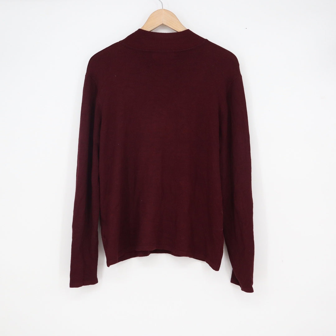 Philosophy Republic Clothing Burgundy Mock Neck Sweater XL Long Sleeve Rayon