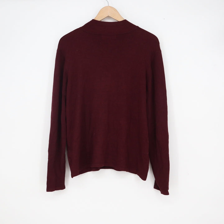 Philosophy Republic Clothing Burgundy Mock Neck Sweater XL Long Sleeve Rayon