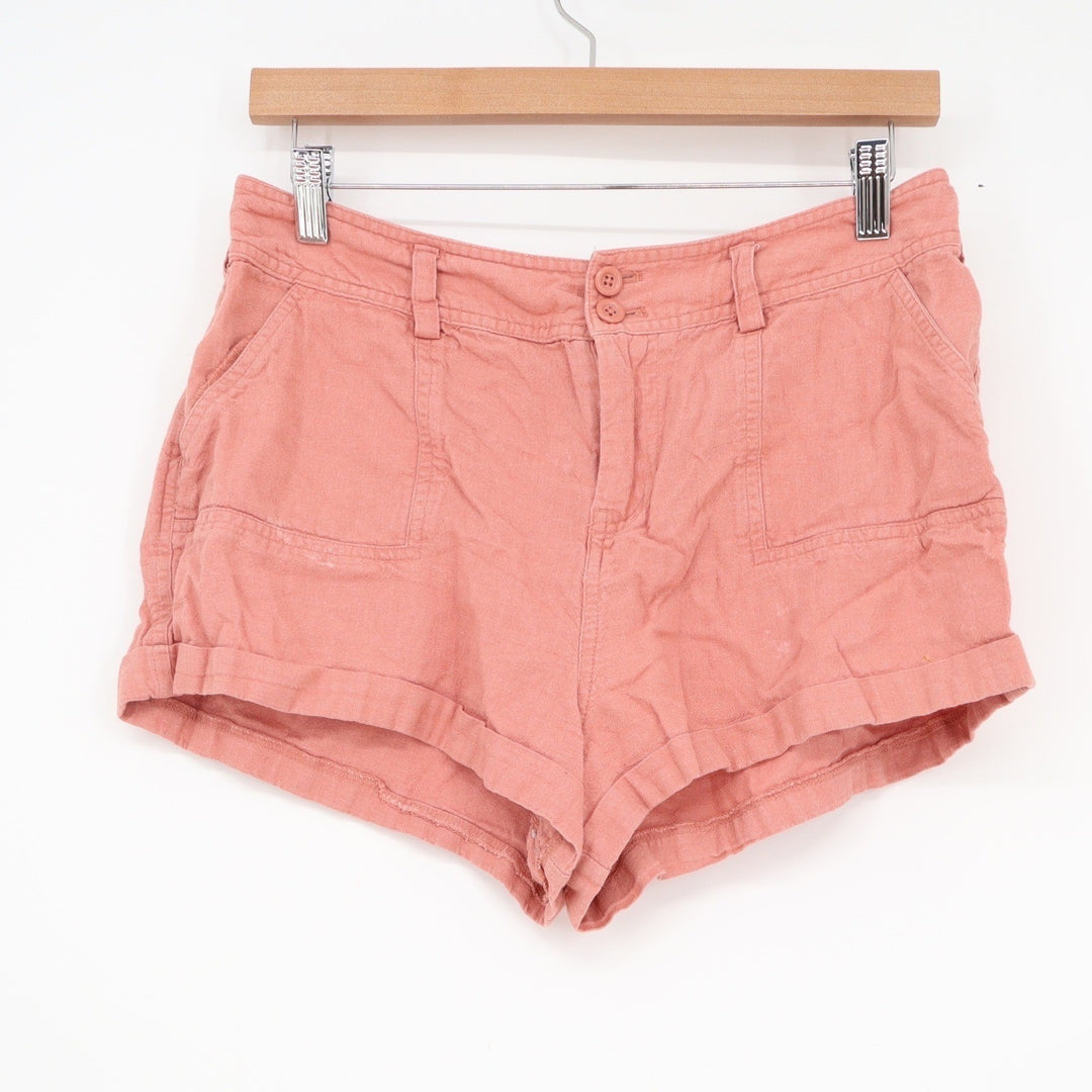 Forever 21 Pink Linen Blend Rolled Hem Casual Shorts Womens Size M