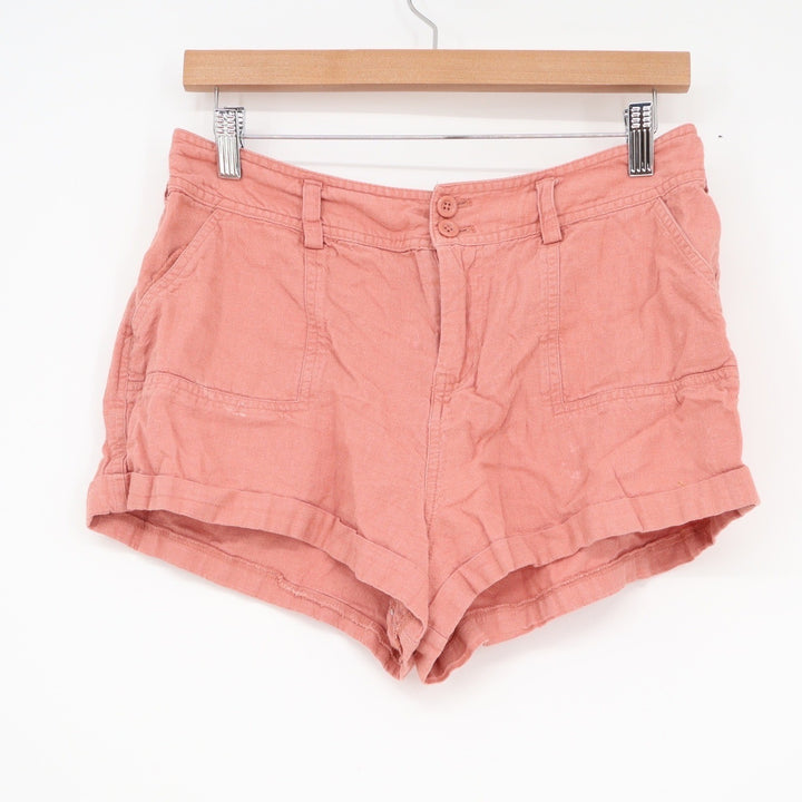 Forever 21 Pink Linen Blend Rolled Hem Casual Shorts Womens Size M