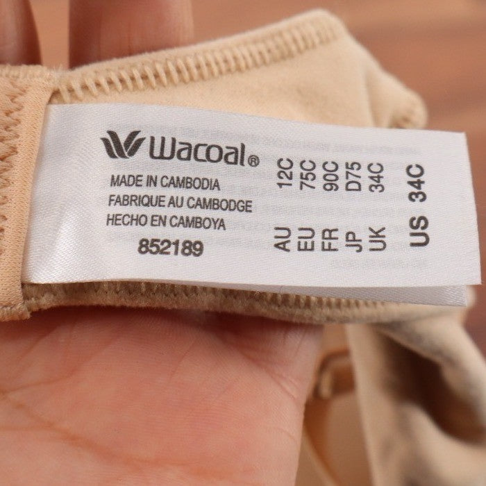 Wacoal How Perfect Wire Free T-Shirt Bra Womens 34C Sand Padded Adjustable Strap