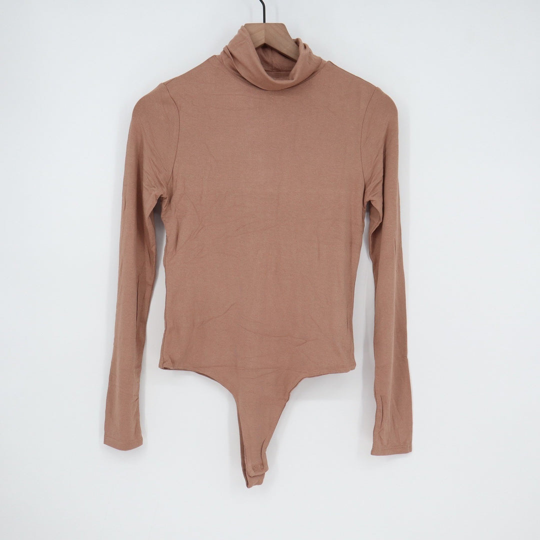 Naked Wardrobe Mauve Brown Turtleneck Long Sleeve Bodysuit XL