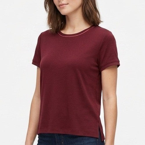 Tommy Hilfiger Sleep T Shirt Womens Large Deep Rouge Side Slits Casual Wear