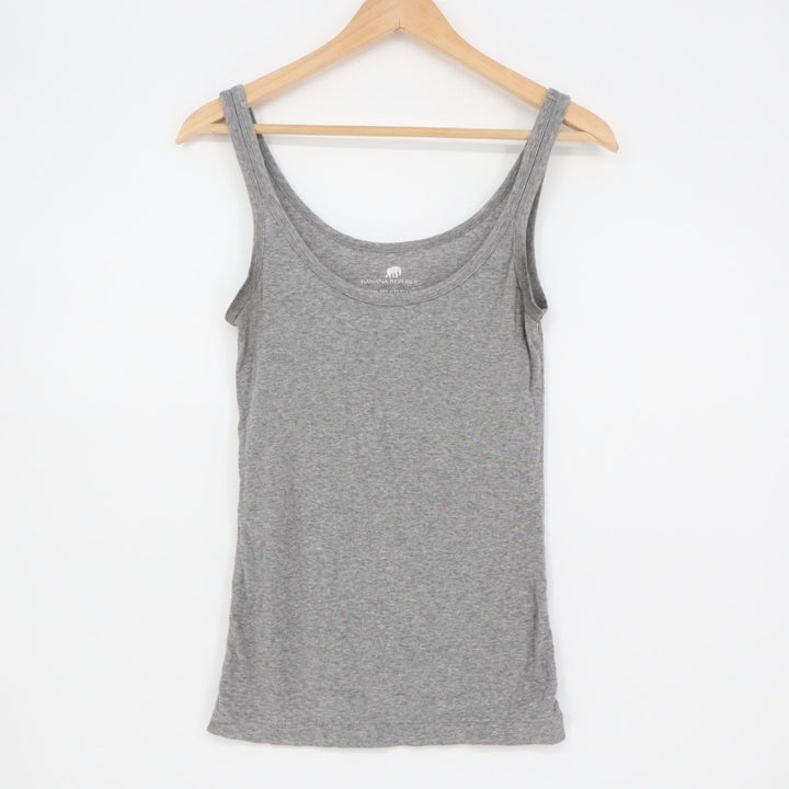 Banana Republic Tank Top Womens Small Gray Organic Cotton Stretch Scoop Neck