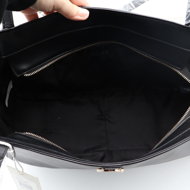 Cavalli Class Sandra Shopper Black Onyx Gold Logo Tote Bag