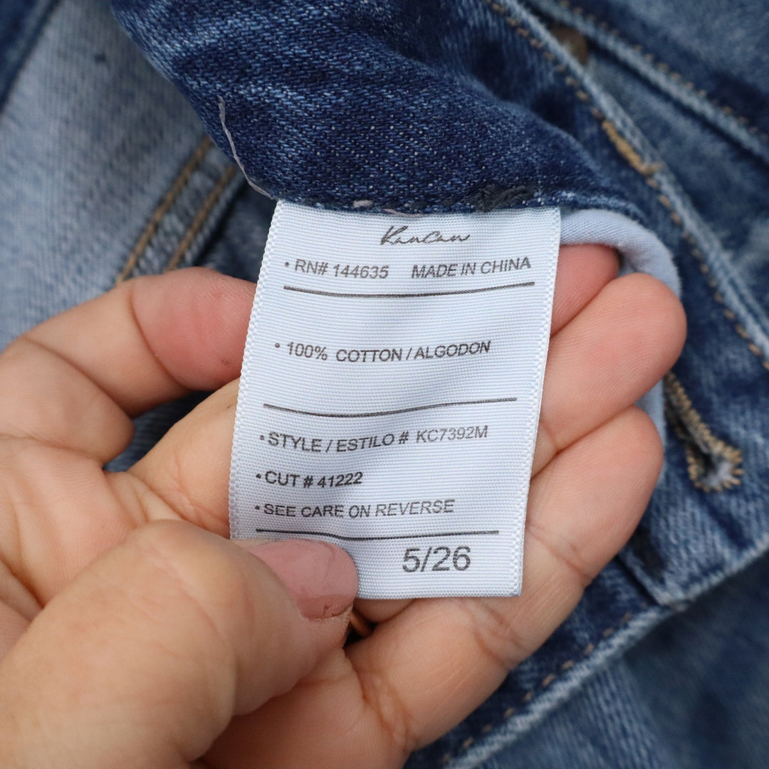 KanCan KC7392M Womens High Rise Button Fly Straight Leg Raw Hem Jeans Blue 5/26