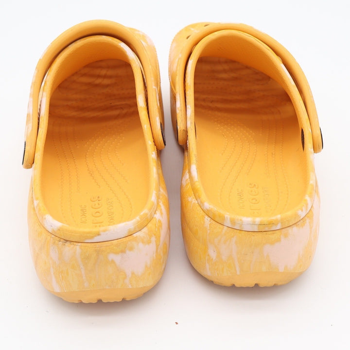 Crocs Classic Platform Clog Yellow White Marbled Womens Size 8 Slip On Sandals