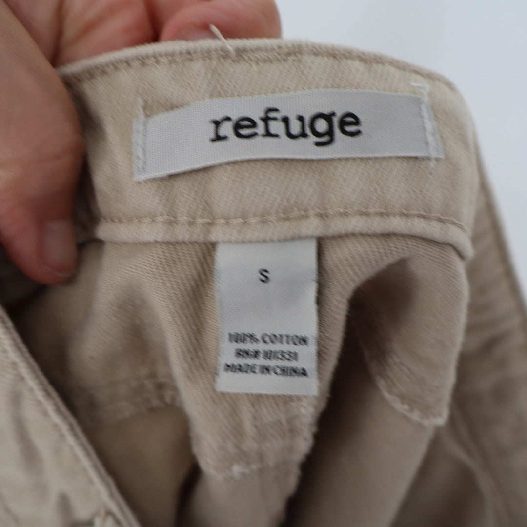Refuge Tan Khaki Denim Button Front Mini Skirt Size S