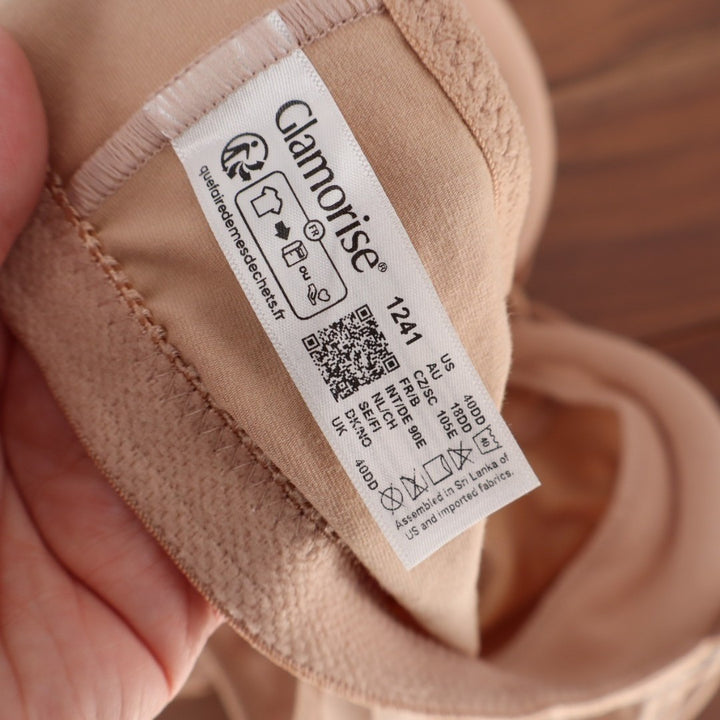 Glamorise Front-Closure Cotton WonderWire Bra Womens 40DD Nude Adjustable Strap