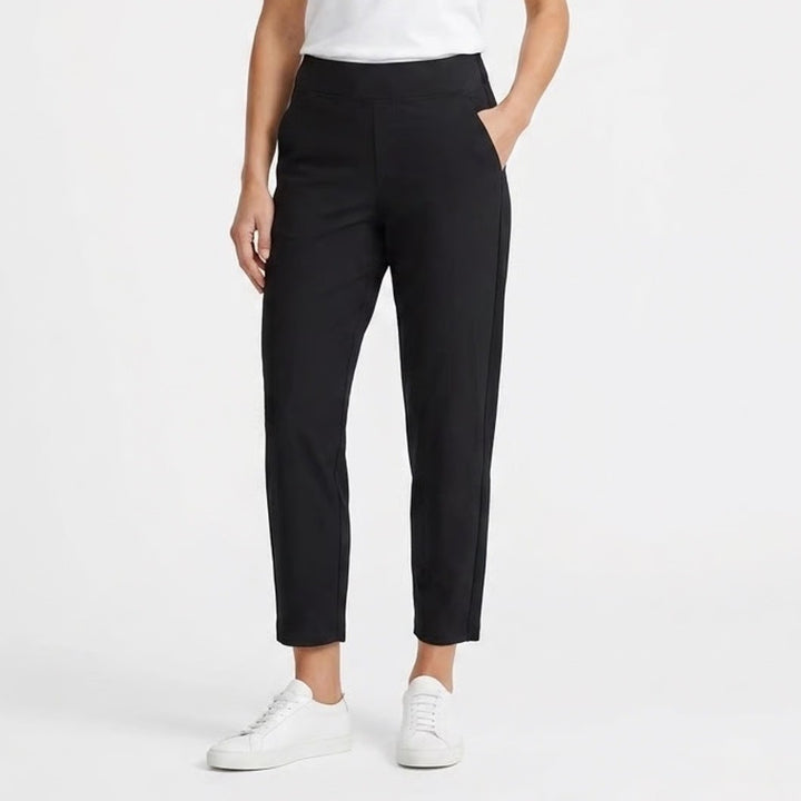 Athleta Pants Womens 8P Black Stretch Slash Pockets Elastic Waist Tapered Leg