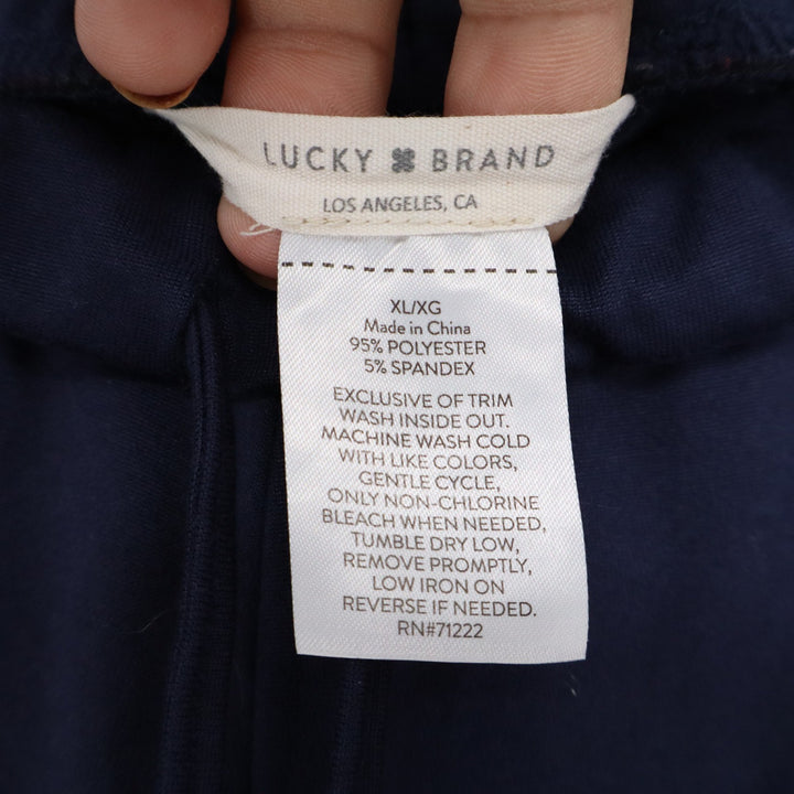 Lucky Brand Mens Navy Blue Lounge Pajama Pants XL Elastic Drawstring Wide Leg