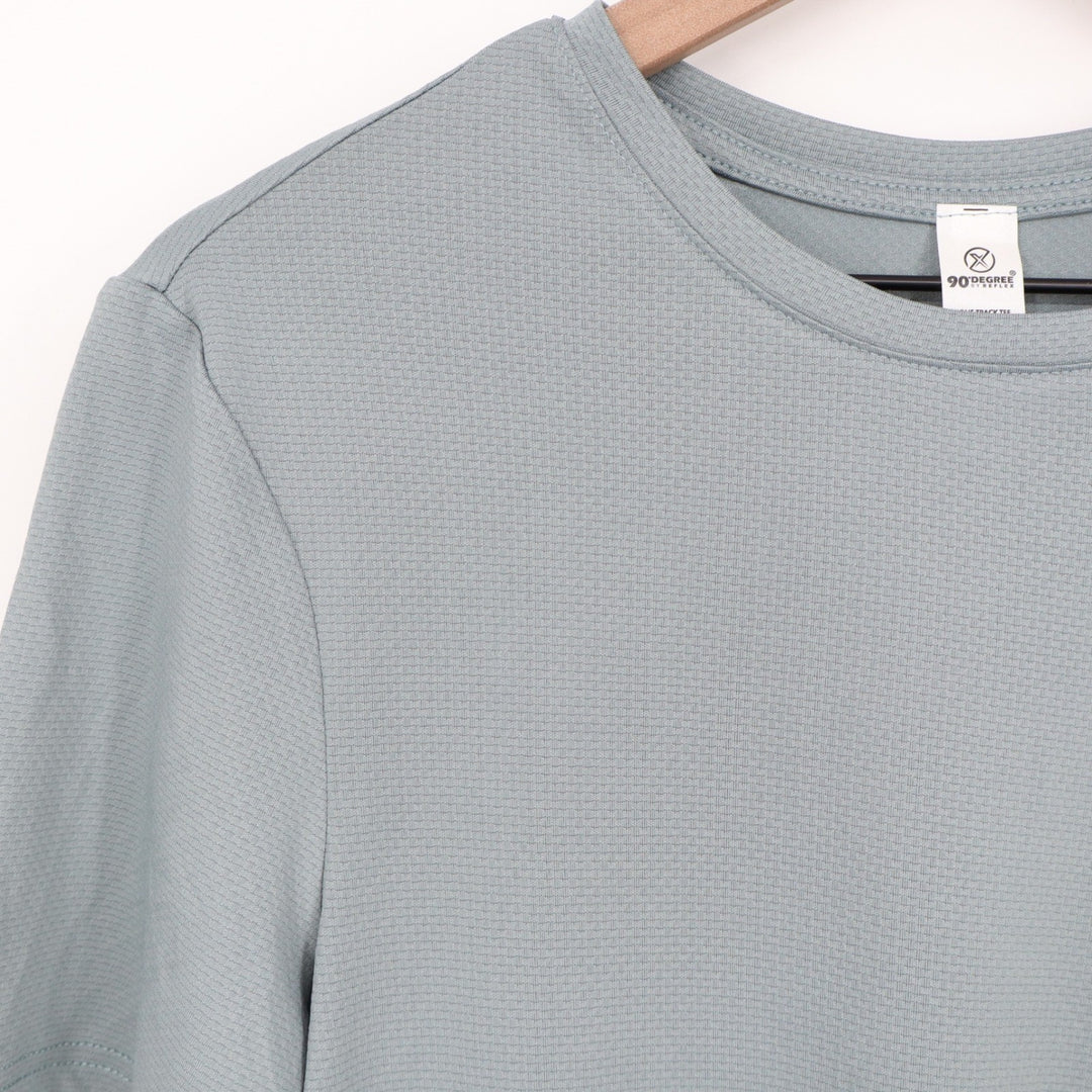 90 Degree by Reflex Mens Pique Track Tee Lead Gray Blue Short Sleeve Shirt S New
