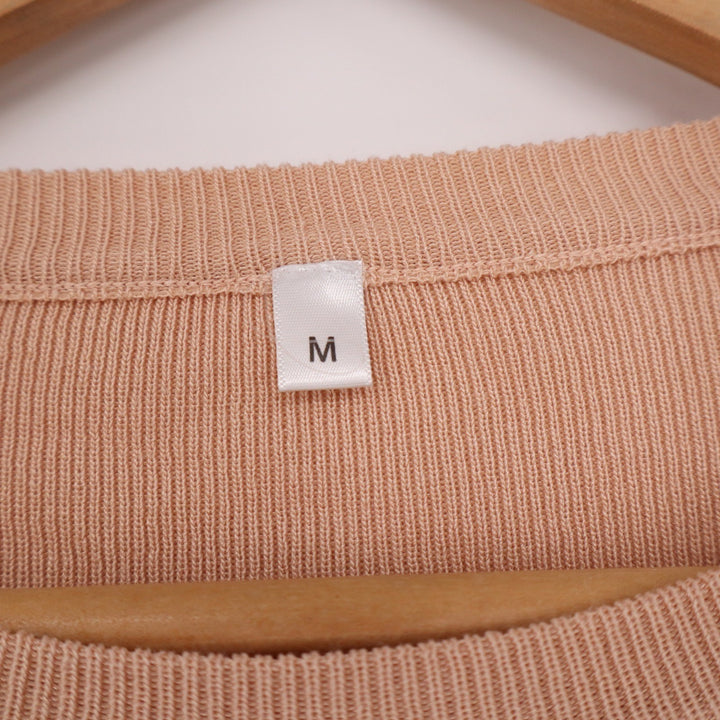 Fashion Peach Short Sleeve Knit Sweater Top Contrast Trim Size M