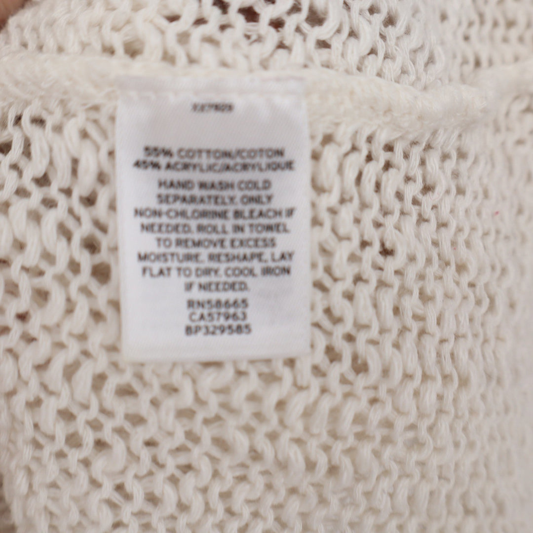 BP Nordstrom Cream Open Knit V-Neck Sweater Womens Medium Ivory Pullover