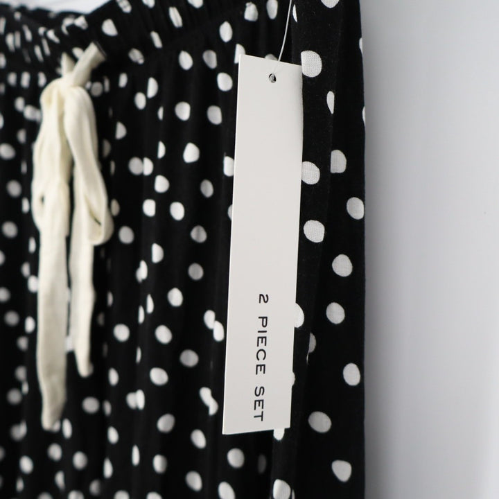 AQUA x Angelica Hicks Lounge Pants Womens Small Black White Polka Dot Stretch