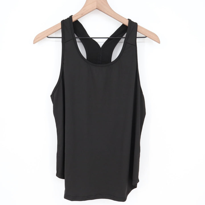 Tank Top Womens Large Black Stretch Racerback Round Neck Activewear Workout